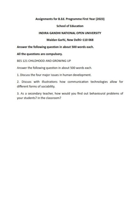 IGNOU BES-121 Solved Assignment 2023-24 English Medium