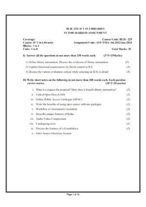 IGNOU BLIE-229 Solved Assignment 2023-24 English Medium