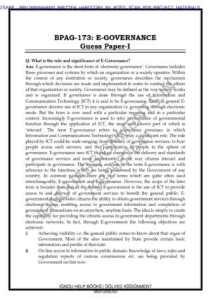 IGNOU BPAG-173 Guess Paper Solved English Medium