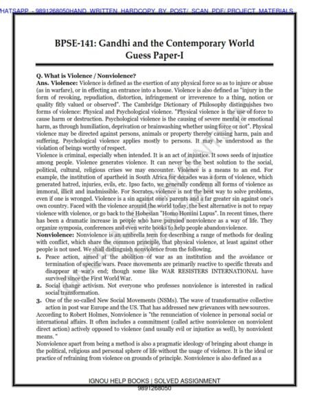 IGNOU BPSE-141 Guess Paper Solved English Medium