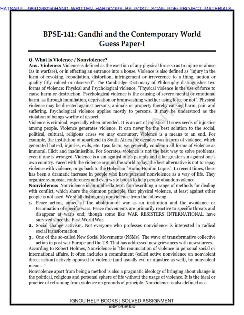 IGNOU BPSE-141 Guess Paper Solved English Medium