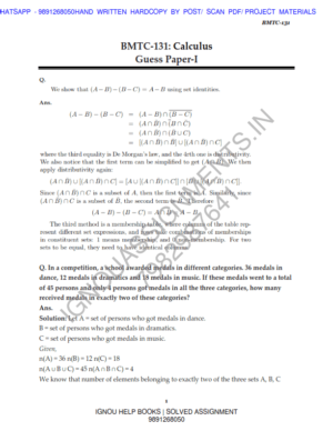IGNOU BMTC-131 Guess Paper Solved English Medium