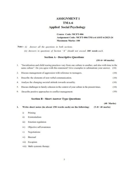 IGNOU MCFT-006 Solved Assignment 2023-24 English Medium