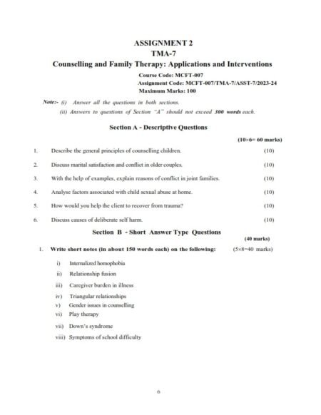 IGNOU MCFT-007 Solved Assignment 2023-24 English Medium