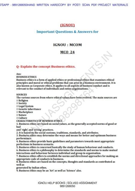 IGNOU MCO-24 Guess Paper Solved English Medium