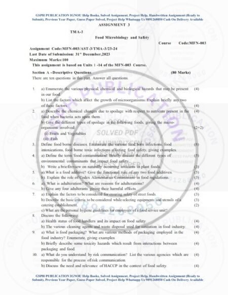 IGNOU MFN-003 Solved Assignment 2023-24 English Medium