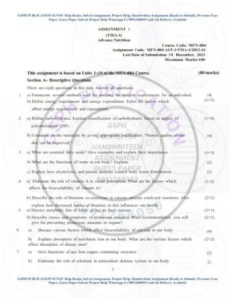 IGNOU MFN-004 Solved Assignment 2023-24 English Medium