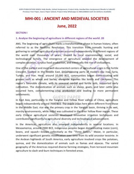 IGNOU MHI-01 Previous Year Solved Question Paper (June 2022) English Medium