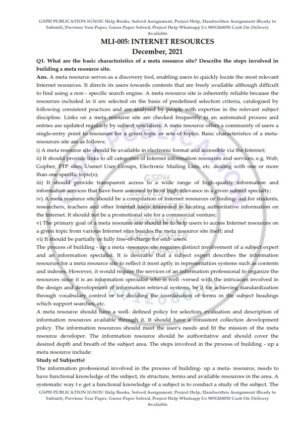 IGNOU MLI-005 Previous Year Solved Question Paper (Dec 2021) English Medium