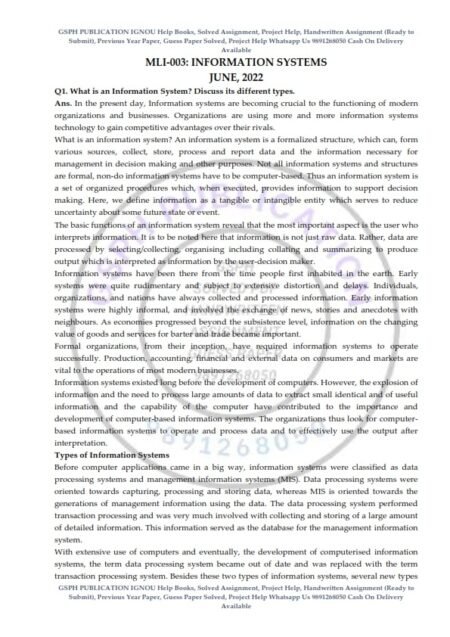 IGNOU MLI-03 Previous Year Solved Question Paper (June 2022) English Medium