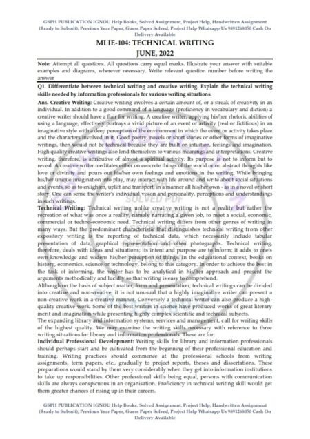 IGNOU MLIE-104 Previous Year Solved Question Paper (June 2022) English Medium