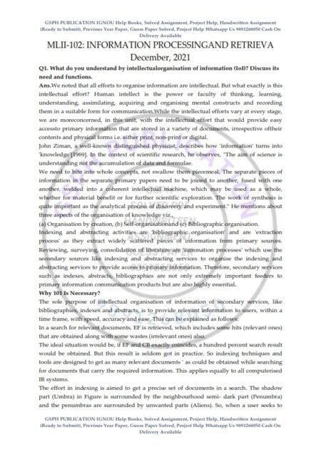 IGNOU MLII-102 Previous Year Solved Question Paper (Dec 2021) English Medium