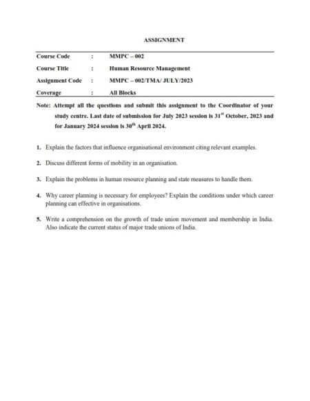 IGNOU MMPC-002 Solved Assignment 2023-24 English Medium