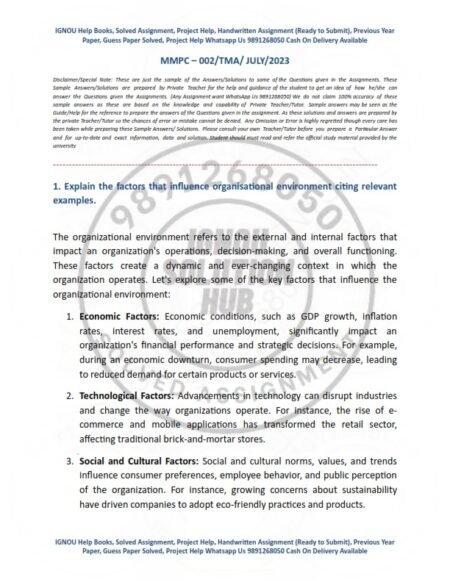 IGNOU MMPC-002 Solved Assignment 2023-24 English Medium