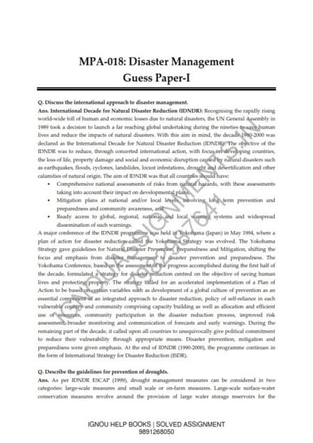 IGNOU MPA-18 Guess Paper Solved English Medium