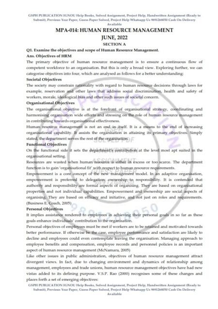 IGNOU MPA-14 Previous Year Solved Question Paper (June 2022) English Medium