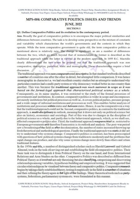 IGNOU MPS-04 Previous Year Solved Question Paper (June-2022) English Medium