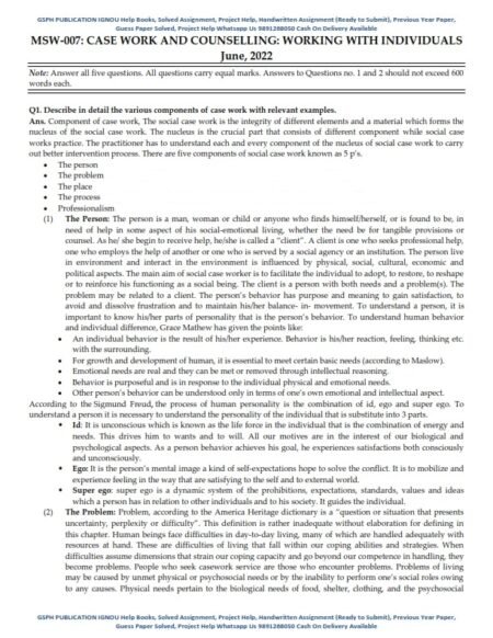 IGNOU MSW-007 Previous Year Solved Question Paper (June-2022) English Medium
