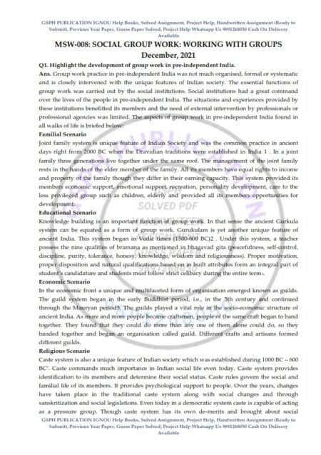 IGNOU MSW-008 Previous Year Solved Question Paper (Dec-2021) English Medium