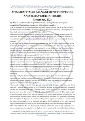 IGNOU MTTM-01 Previous Year Solved Question Paper (Dec-2021) English Medium