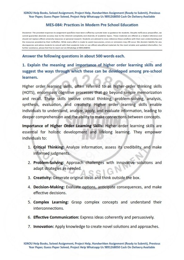 IGNOU MES-084 Solved Assignment Jan& July 2023 English Medium