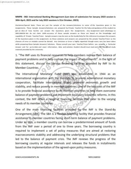 IGNOU MMPB-002 Solved Assignment Jan & July 2023 English Medium