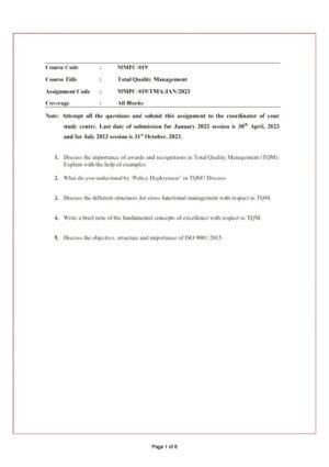 IGNOU MMPC-019 Solved Assignment Jan & July 2023 English Medium