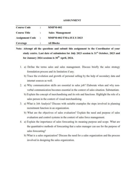 IGNOU MMPM-002 Solved Assignment 2023-24 English Medium