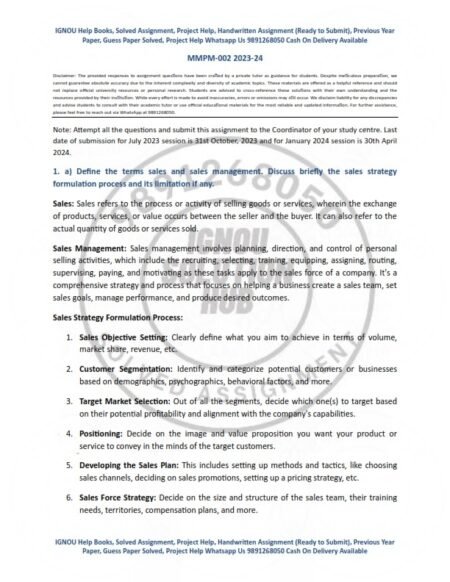 IGNOU MMPM-002 Solved Assignment 2023-24 English Medium