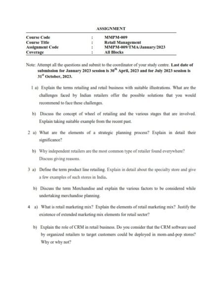 IGNOU MMPM-009 Solved Assignment Jan & July 2023 English Medium
