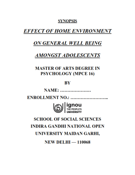 IGNOU MPCE-16 Project Sample-6