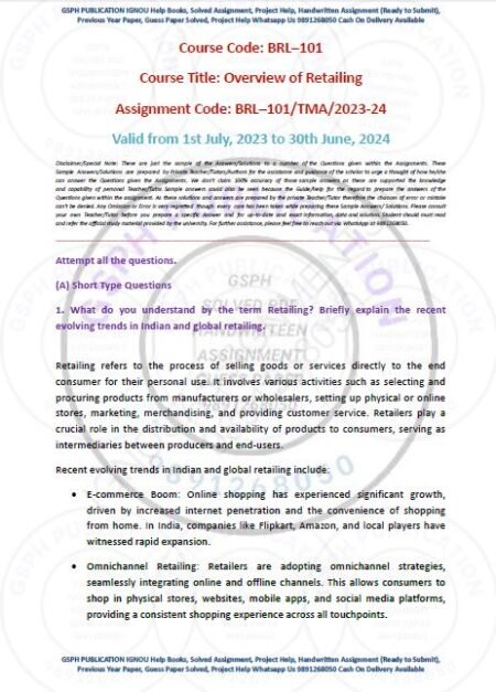 IGNOU BRL-101 Solved Assignment -2023-24 English Medium