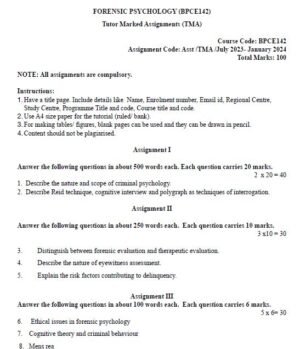 IGNOU BPCE-142 Solved Assignment 2023-24 English Medium