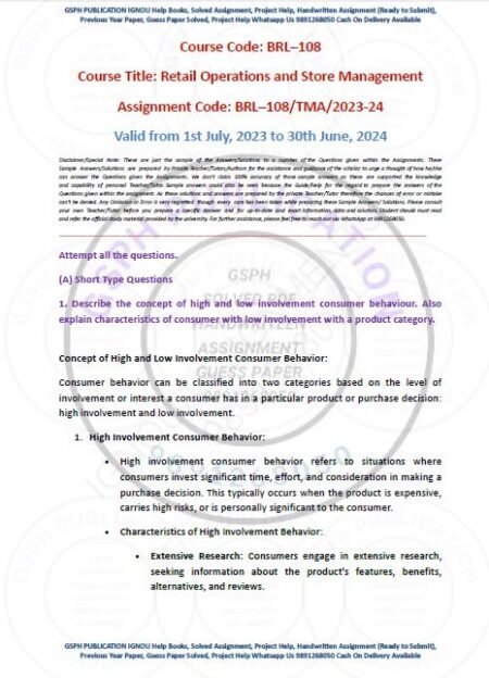 IGNOU BRL-108 Solved Assignment -2023-24 English Medium