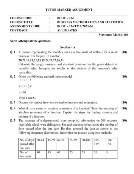 IGNOU BCOC-134 Solved Assignment 2023-24 English Medium