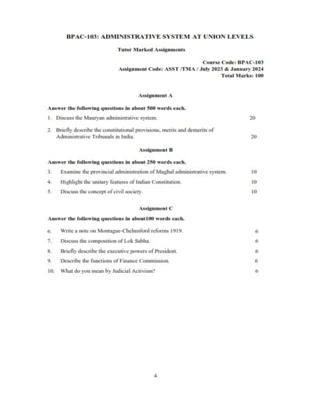 IGNOU BPAC 103 Solved Assignment 2024 English Medium
