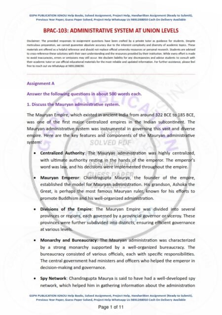 IGNOU BPAC 103 Solved Assignment 2024 English Medium