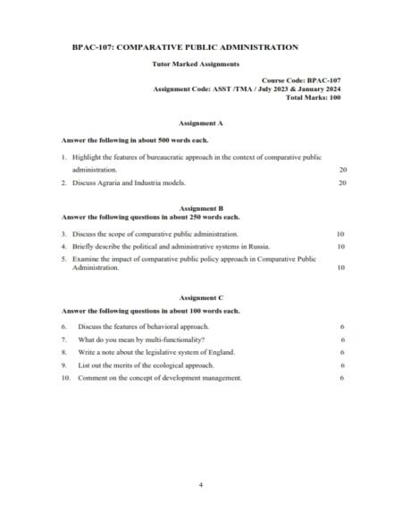 IGNOU BPAC 107 Solved Assignment 2024 English Medium