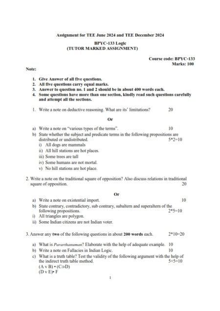 IGNOU BPYC-133 Solved Assignment 2023-24 English Medium