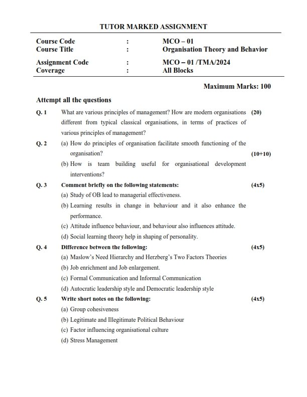 IGNOU MCO01 Solved Assignment 2024 English Medium IGNOU Solved