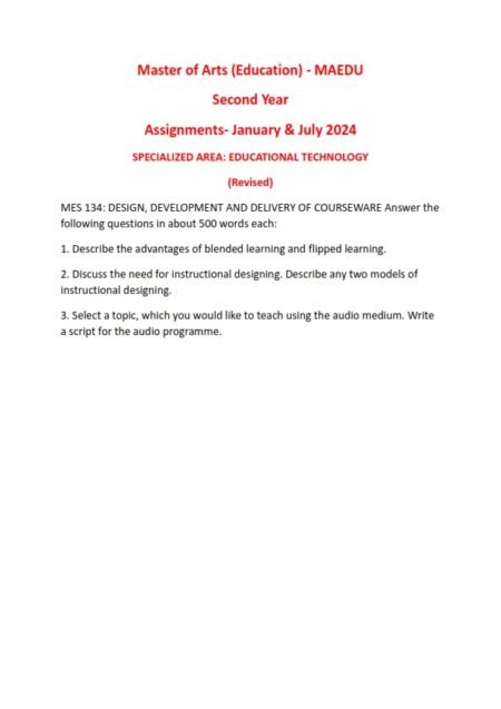 IGNOU MES-134 Solved Assignment 2024 English Medium