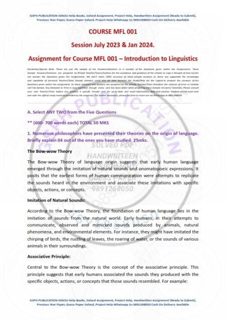 IGNOU MFL-01 Solved Assignment 2023-24 English Medium