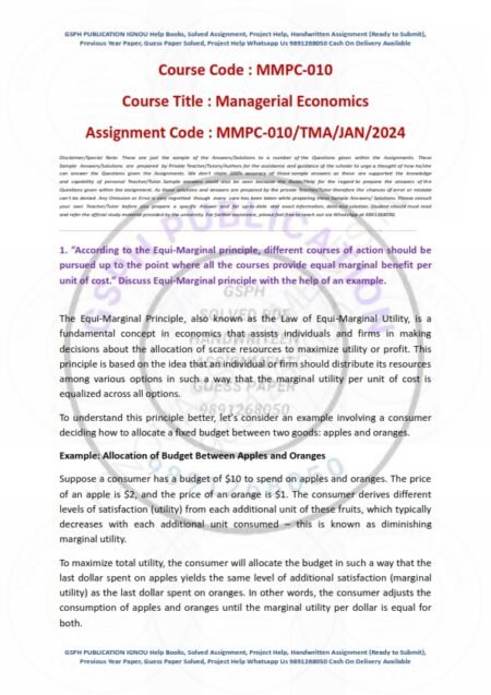 IGNOU MMPC-10 Solved Assignment 2024 English Medium