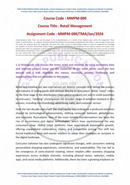 IGNOU MMPM-009 Solved Assignment Jan & July 2024