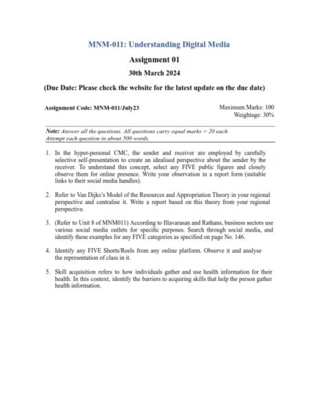 IGNOU MNM-11 Solved Assignment 2023-24 English Medium