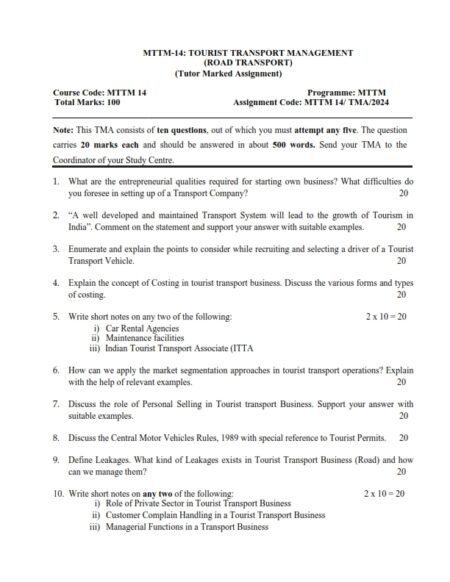 IGNOU MTTM-12 Solved Assignment 2024 English Medium