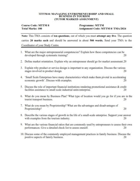 IGNOU MTTM-8 Solved Assignment 2024 English Medium