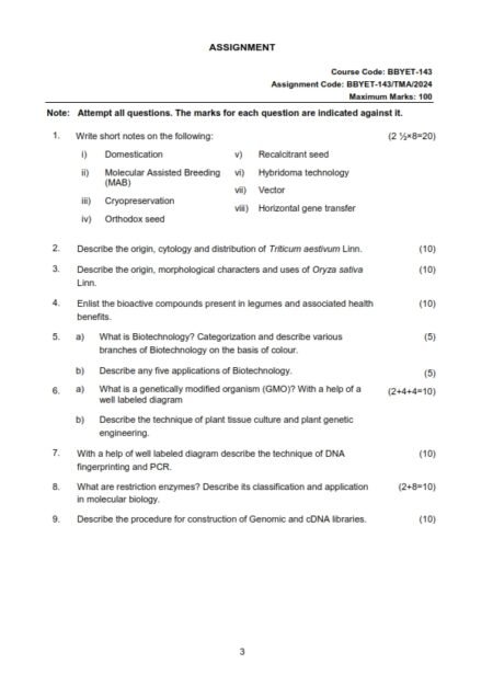 IGNOU BBYET-143 Solved Assignment 2024 English Medium