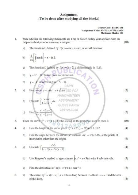 IGNOU BMTC-131 Solved Assignment 2024 English Medium