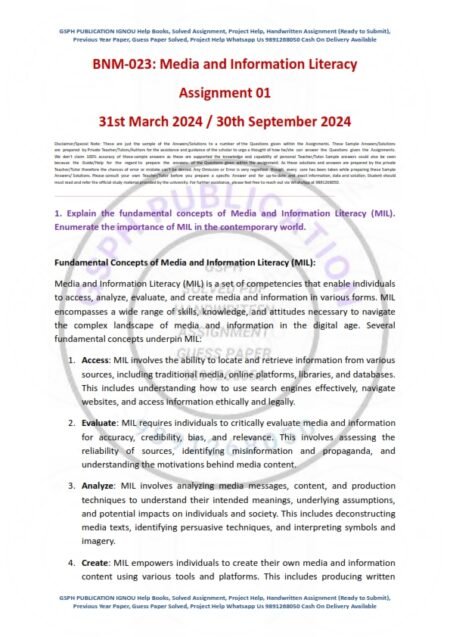 IGNOU BNM-23 Solved Assignment 2023-24 English Medium